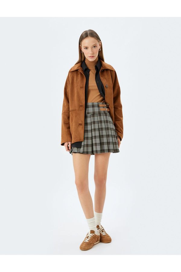 Koton Koton Mini Belt Detail Pleated Skirt