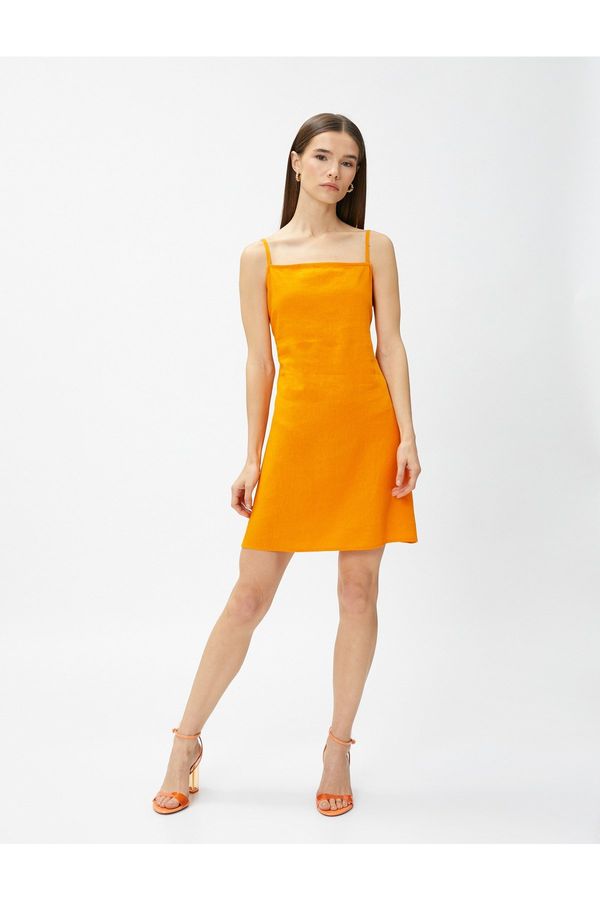 Koton Koton Mini Linen Dress with Adjustable Straps