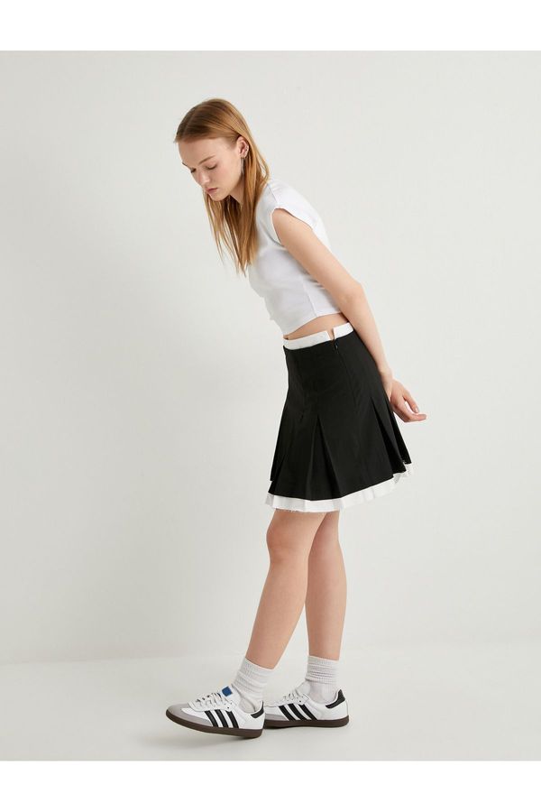 Koton Koton Mini Pleated A-Line Skirt Double Layered Color Contrast