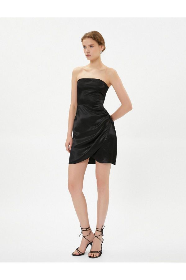 Koton Koton Mini Satin Invitation Dress Strapless Draped