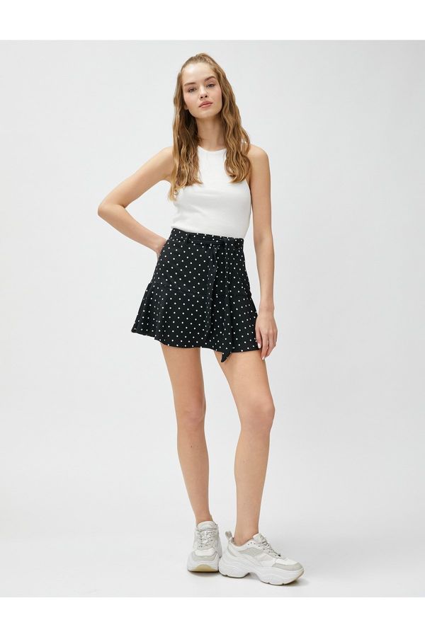 Koton Koton Mini Short Skirt Polka Dot Waist Belted Flounce