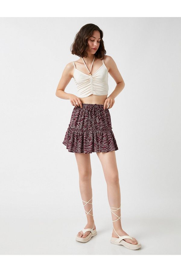 Koton Koton Mini Shorts Skirt Zebra Patterned