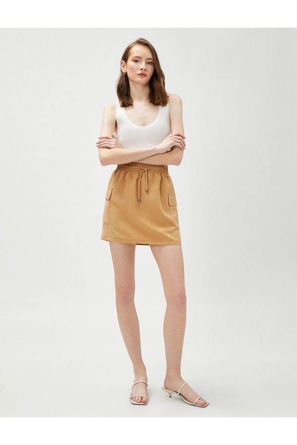 Koton Koton Mini Skirt Modal Mixture With Pockets Tie Waist