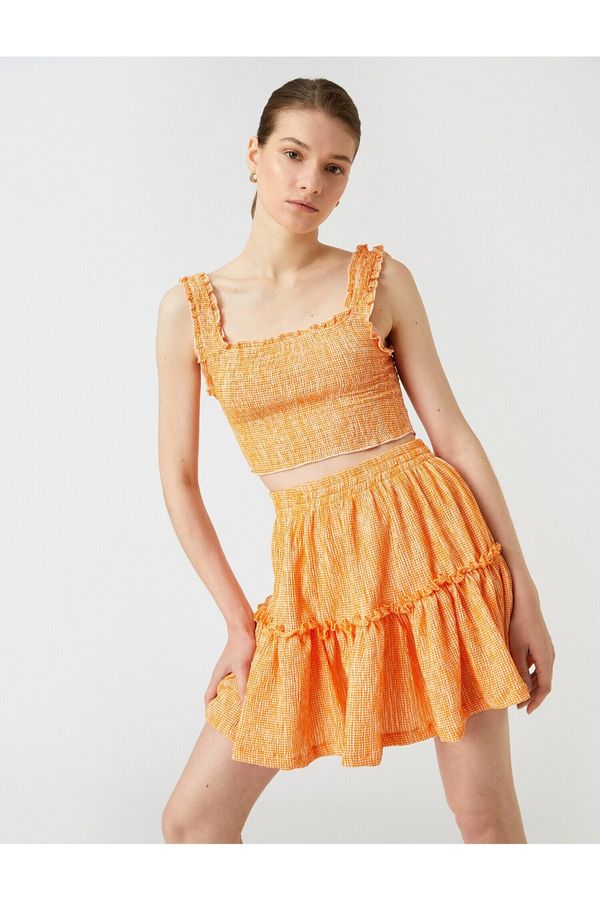 Koton Koton Mini Skirt Patterned Frilled Elastic Waist