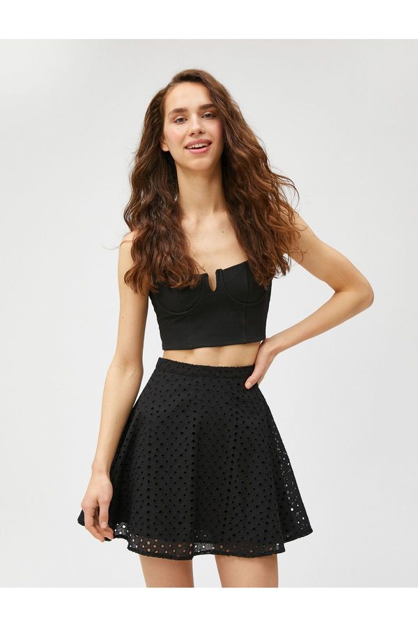 Koton Koton Mini Skirt Scalloped Flounce Lined