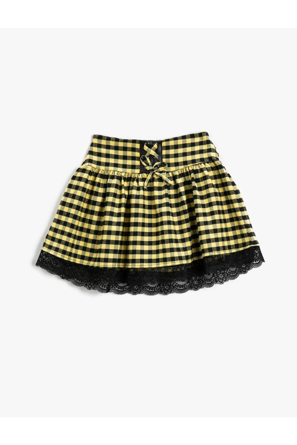 Koton Koton Mini Skirt with Bow and Lace Detail and Elastic Waist