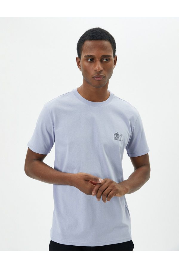 Koton Koton Minimal Printed T-Shirt Slim Fit Crew Neck Short Sleeve