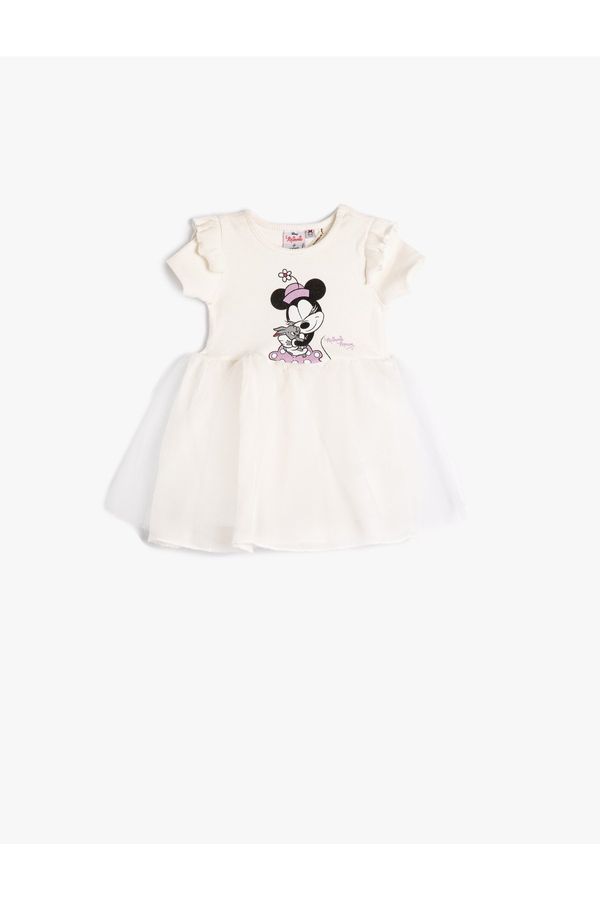 Koton Koton Minnie Mouse Tulle Dress Frilly Licensed Short Sleeve Cotton