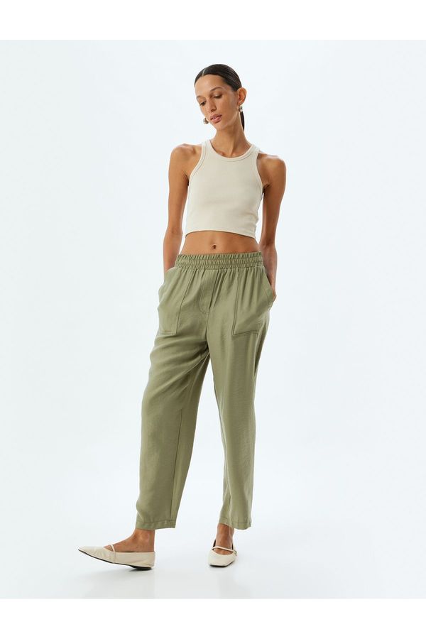 Koton Koton Modal Fabric Pocket Elastic Waist High Waist Trousers