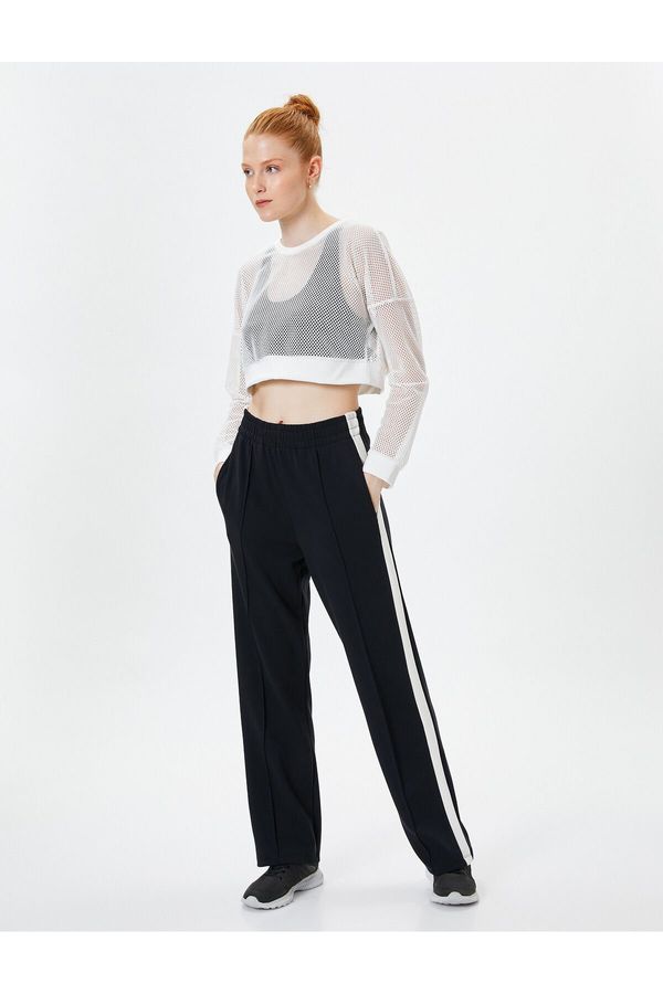 Koton Koton Modal Fabric Sweatpants Side Striped Detailed Ribbed High Waist Pocket