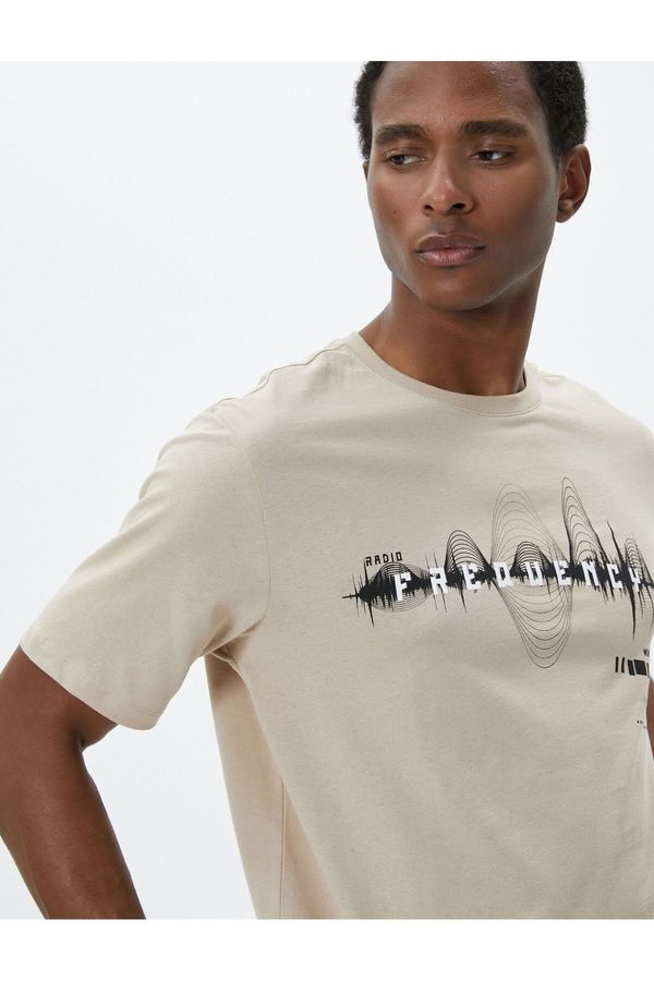 Koton Koton Motto Printed T-Shirt Crew Neck Short Sleeve Cotton
