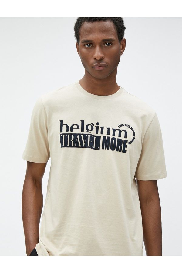 Koton Koton Motto Printed T-Shirt Crew Neck Short Sleeve Cotton