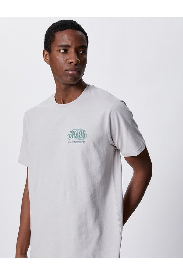 Koton Koton Motto Printed T-Shirt Slim Fit Crew Neck Cotton