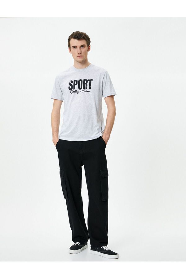 Koton Koton Motto Printed T-Shirt Slim Fit Crew Neck Short Sleeve