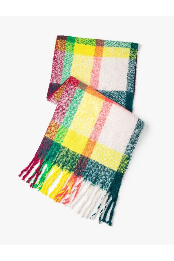 Koton Koton Multicolored Scarf with Soft Textured Tassels