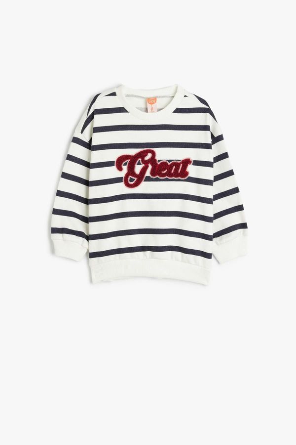 Koton Koton Navy Blue Striped Baby Girl Sweatshirt