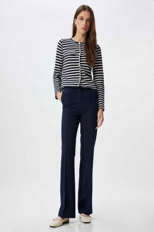 Koton Koton Navy Blue Striped Women's Cardigan