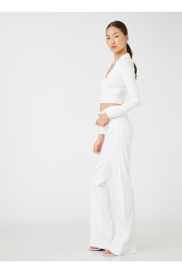 Koton Koton Normal Waist Standard White Women's Trousers 3sal40008mw