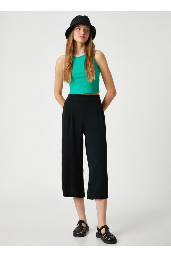 Koton Koton Normal Waist, Wide Cut Women's Black Pants 3sal40002iw