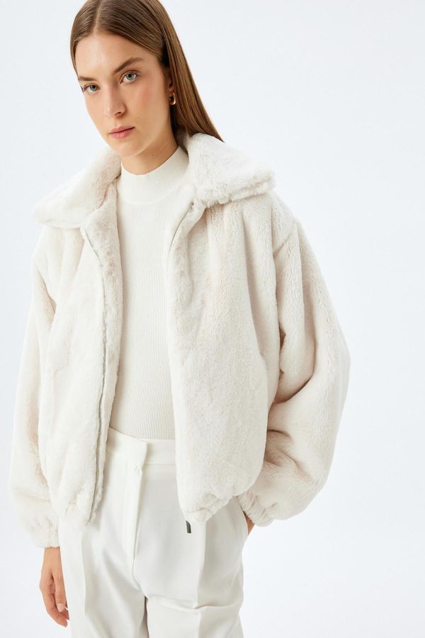 Koton Koton Off White Women's Coat