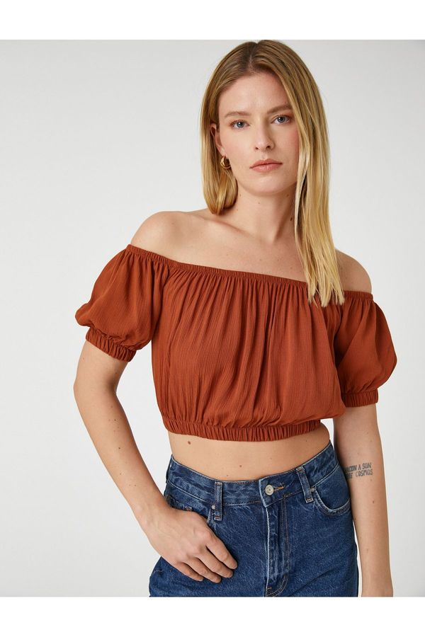 Koton Koton Open Shoulder Crop Blouse Elastic