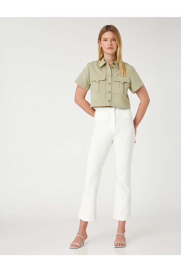 Koton Koton Outdoor-Looking Crop Shirt Modal with Pockets and Buttons