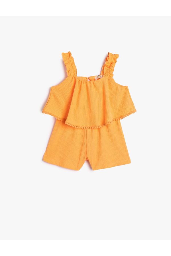 Koton Koton Overalls, Shorts with Straps Tiered Frilly Textured