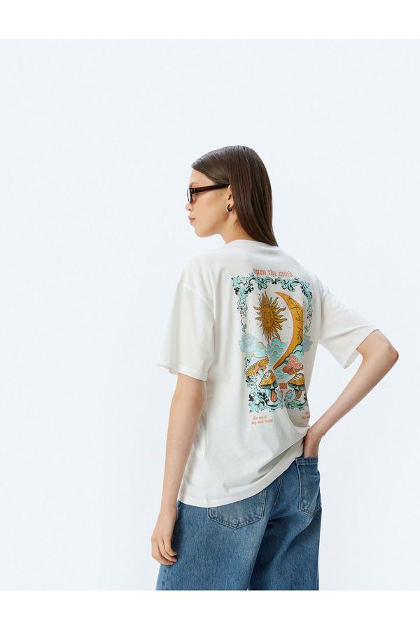 Koton Koton Oversize Back Mystic Printed Crew Neck Short Sleeve T-Shirt