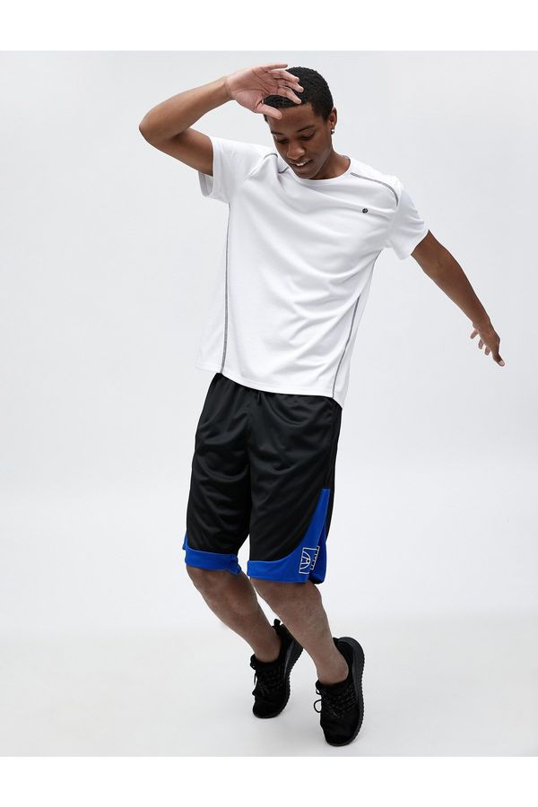Koton Koton Oversize Basketball Shorts Laced Waist Printed Pocket Detailed