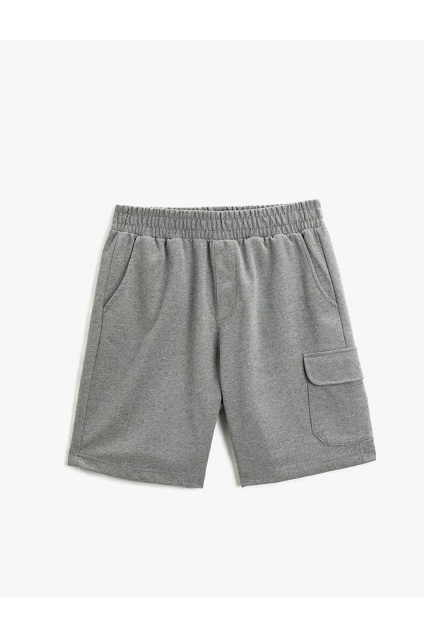Koton Koton Oversize Cargo Shorts Elastic Waist Pocket Detailed