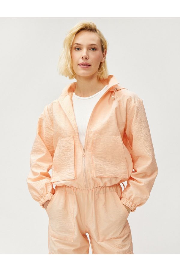 Koton Koton Oversize Crop Jacket Hooded with Pockets