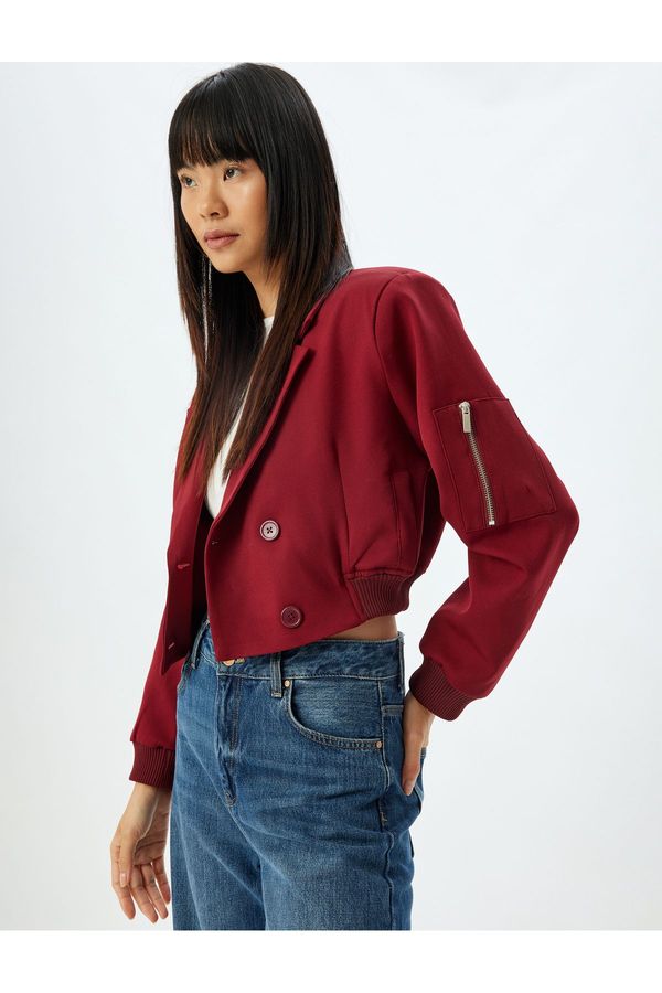 Koton Koton Oversize Double Breasted Pocket Ribbed Jacket