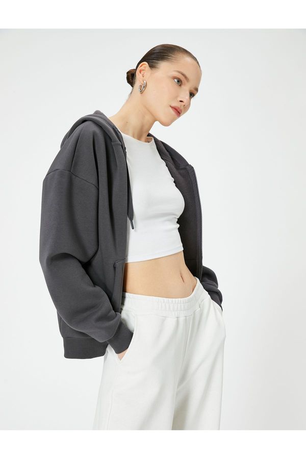 Koton Koton Oversize Hooded Kangaroo Pocket Sweatshirt