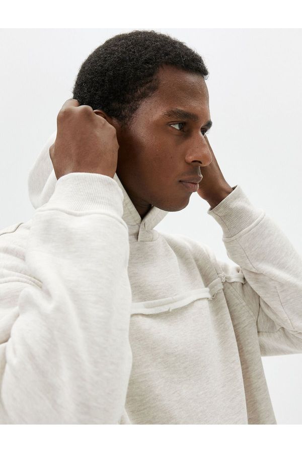 Koton Koton Oversize Hooded Sweatshirt with Stitching Detail Long Sleeve