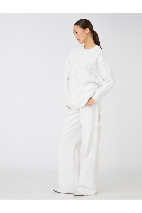 Koton Koton Oversize Knitted Sweater Crew Neck