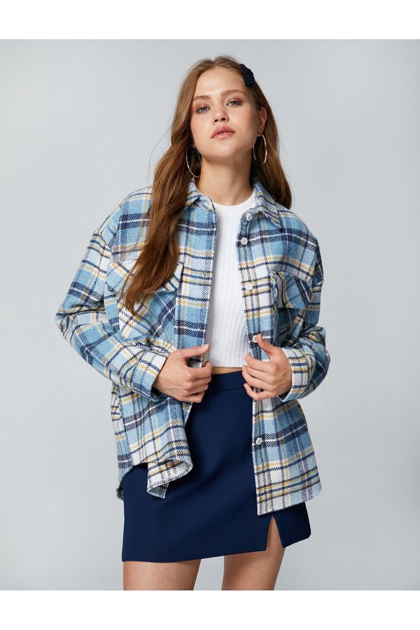 Koton Koton Oversize Lumberjack Shirt Double Pocket Detailed Buttoned