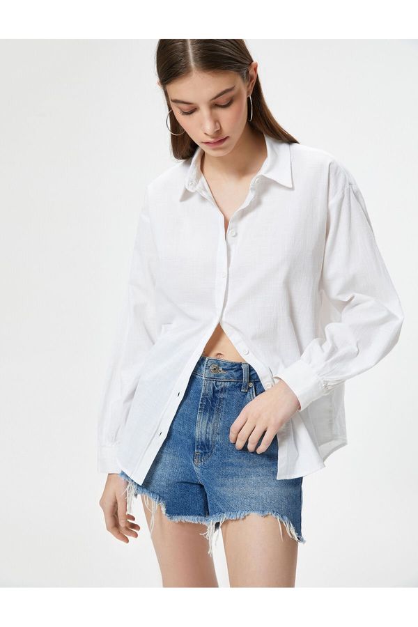 Koton Koton Oversize Shirt Long Sleeve Classic Collar Cotton