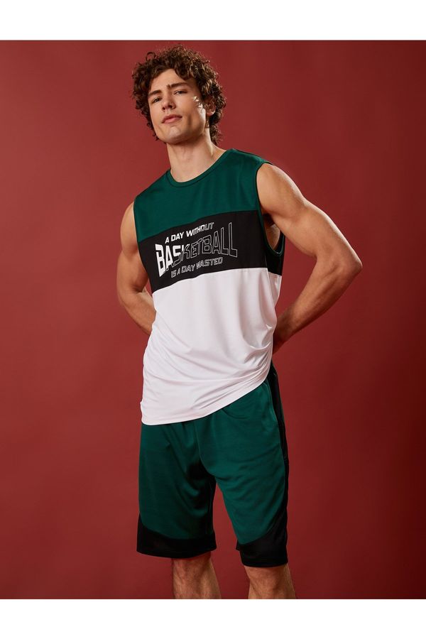 Koton Koton Oversize Sports Tank Sleeveless Basketball Printed Color Block Breathable Fabric