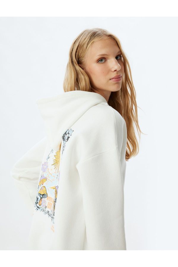 Koton Koton Oversize Sweatshirt Back Printed Hooded Long Sleeve