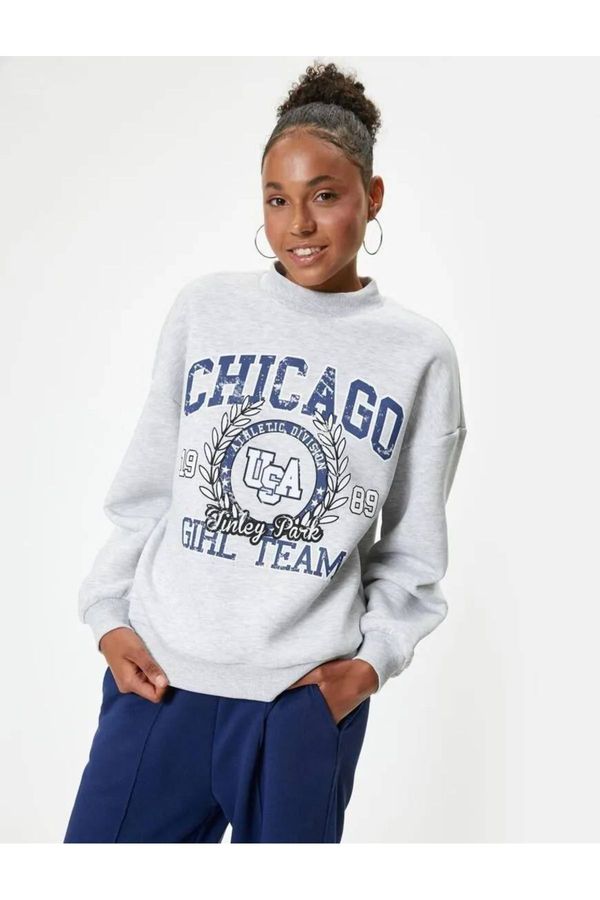 Koton Koton Oversize Sweatshirt College Printed Crew Neck Ribbed