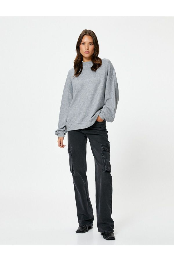 Koton Koton Oversize Sweatshirt Crew Neck Balloon Sleeve