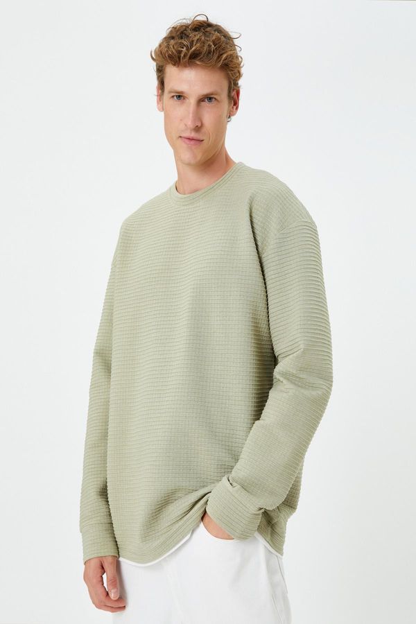 Koton Koton Oversize Sweatshirt Crew Neck Long Sleeve Textured