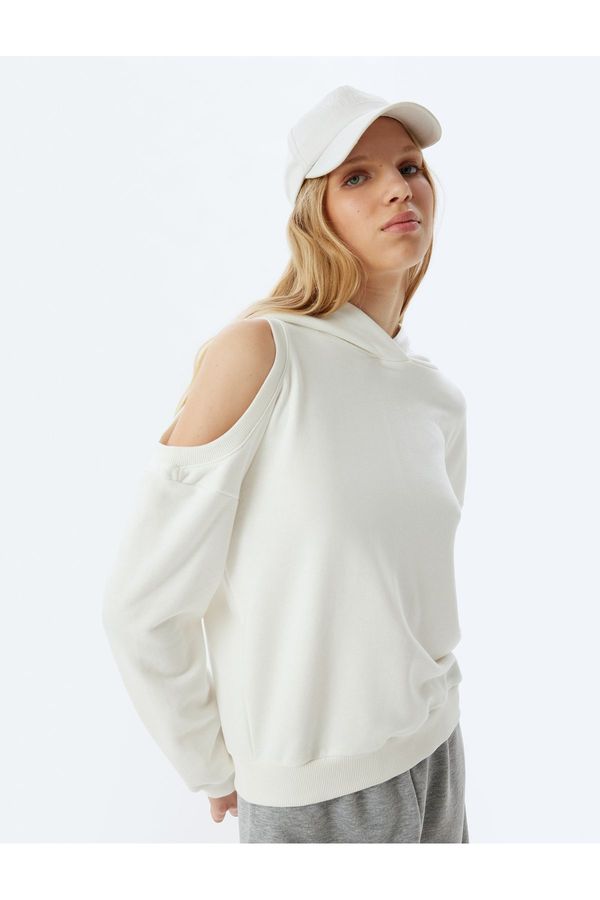 Koton Koton Oversize Sweatshirt Hooded Window Detail Long Sleeve