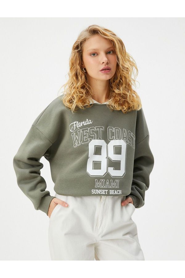 Koton Koton Oversize Sweatshirt Polo Neck College Printed Long Sleeve