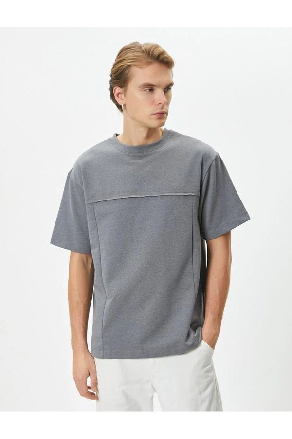 Koton Koton Oversize T-Shirt Stitch Detail Crew Neck Short Sleeve