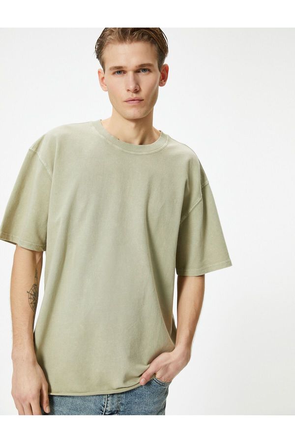 Koton Koton Oversize T-Shirt Washed Crew Neck Short Sleeve