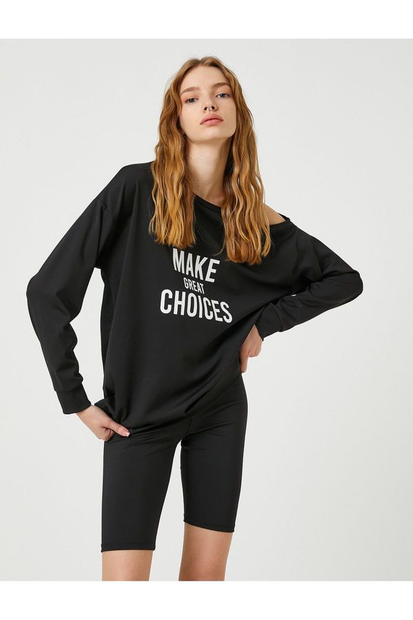 Koton Koton Oversized Sports Sweatshirt with Print Window Detailed