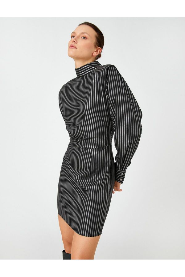 Koton Koton Padded High Collar Long Sleeve Mini Dress