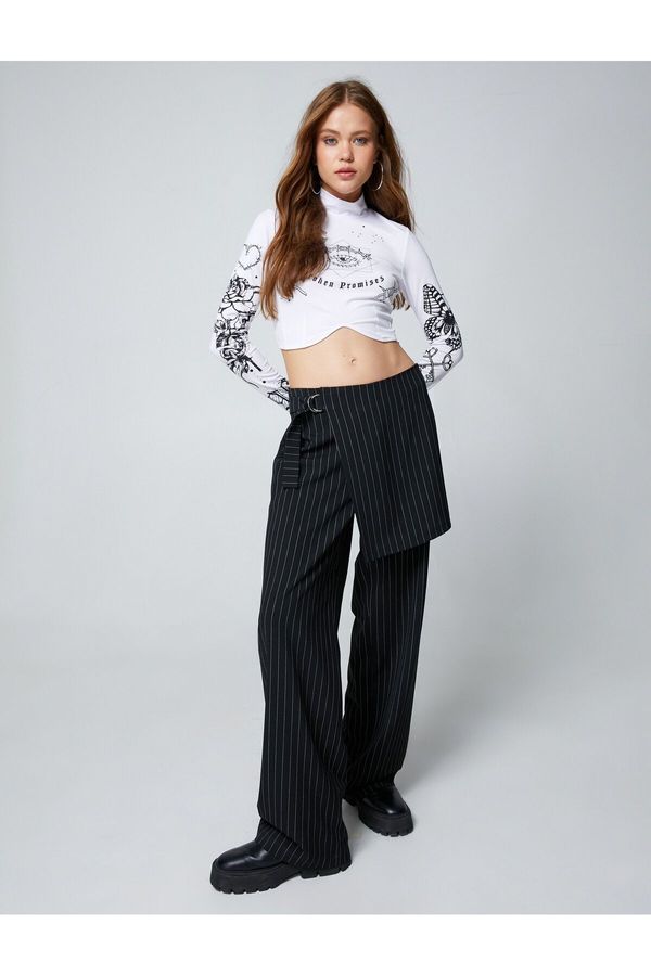 Koton Koton Palazzo Trousers with Half Flap Detailed Pockets