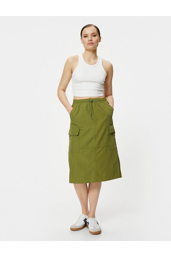 Koton Koton Parachute Skirt with Cargo Pocket Elastic Waist with Stopper